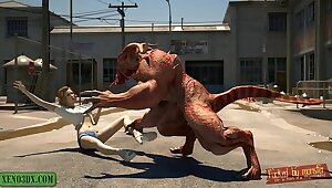 Diablo fucks Blonde. Romp with Monster